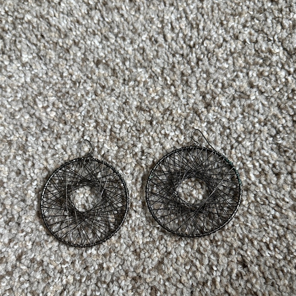 Black Circular Wire Earrings